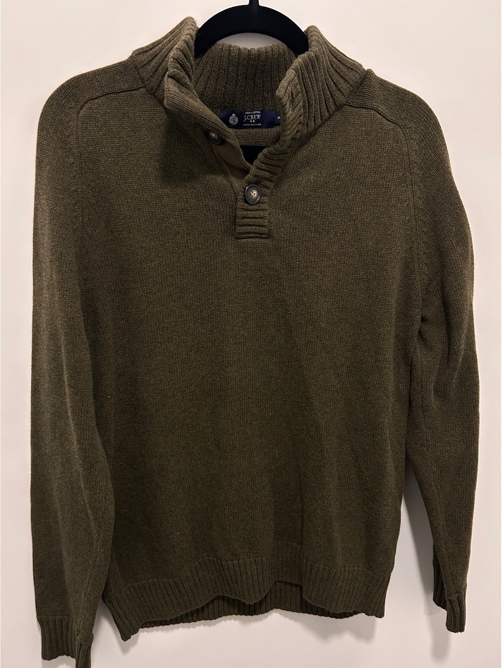 J.Crew Olive Green Cotton Pullover Sweater Medium